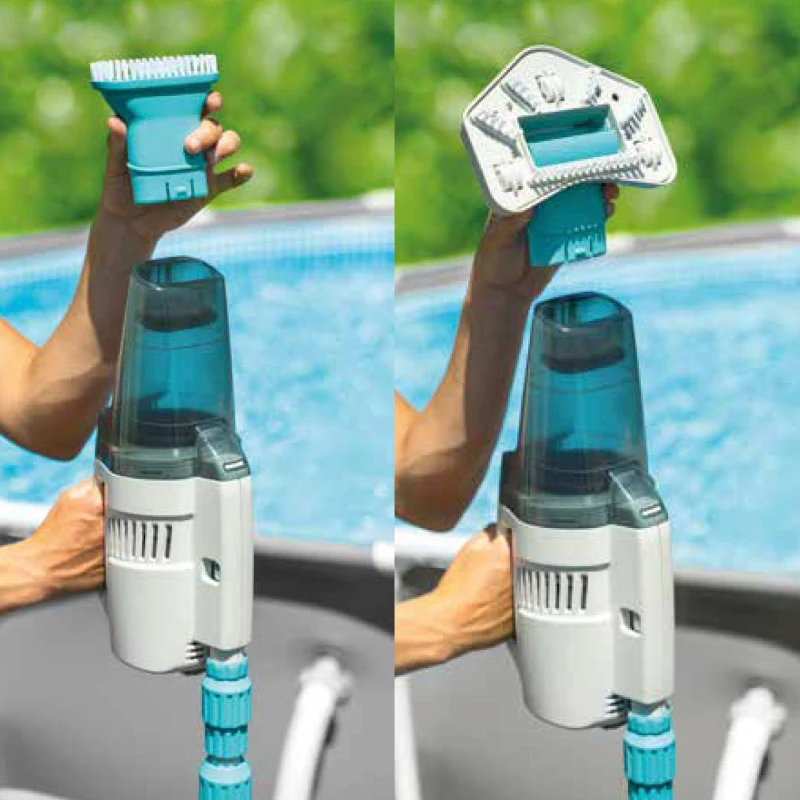 Aspiradora de Piscina Manual Batería Recargable 100 Min Autonomía, Mástil 2,8 M, Azul