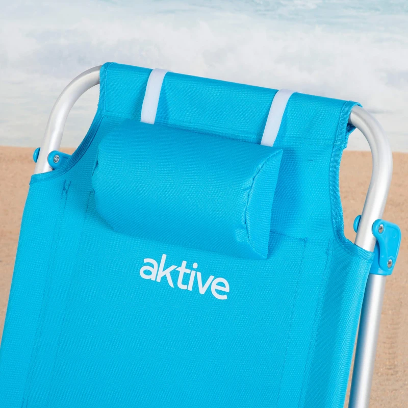 Silla Playa Baja Plegable Multiposición Aktive, 49x58x80 Cm, Azul