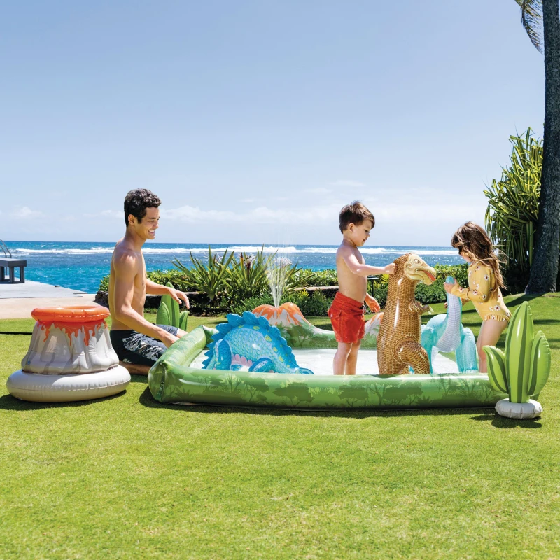 Centro de Juegos Hinchable con Difusor de Agua y Figuras, 201x201x36 Cm, Multicolor