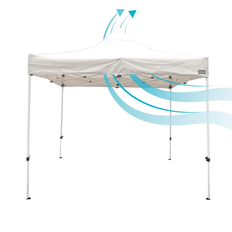 Cenador Plegable Ajustable con Estructura de Acero, 300x300x220/320 Cm, Blanco