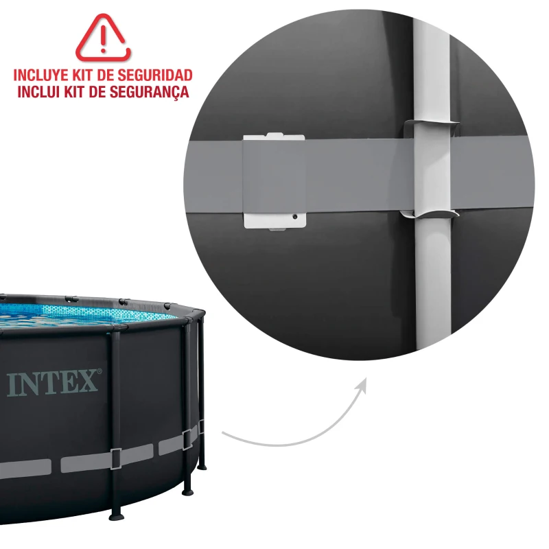Piscina Elevada Redonda con Depuradora de Arena, 488x122 Cm, Gris Oscuro