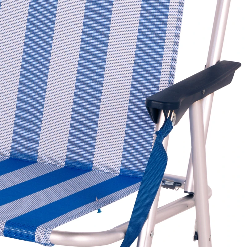 Silla Plegable Alta Aluminio y Textileno, 44x45x76 Cm, Azul y Blanco