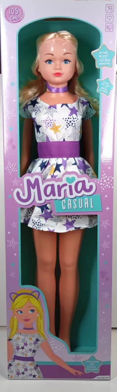 Muñeca Grande Articulada María con Vestido, 32x17x109,5 Cm, Rubia
