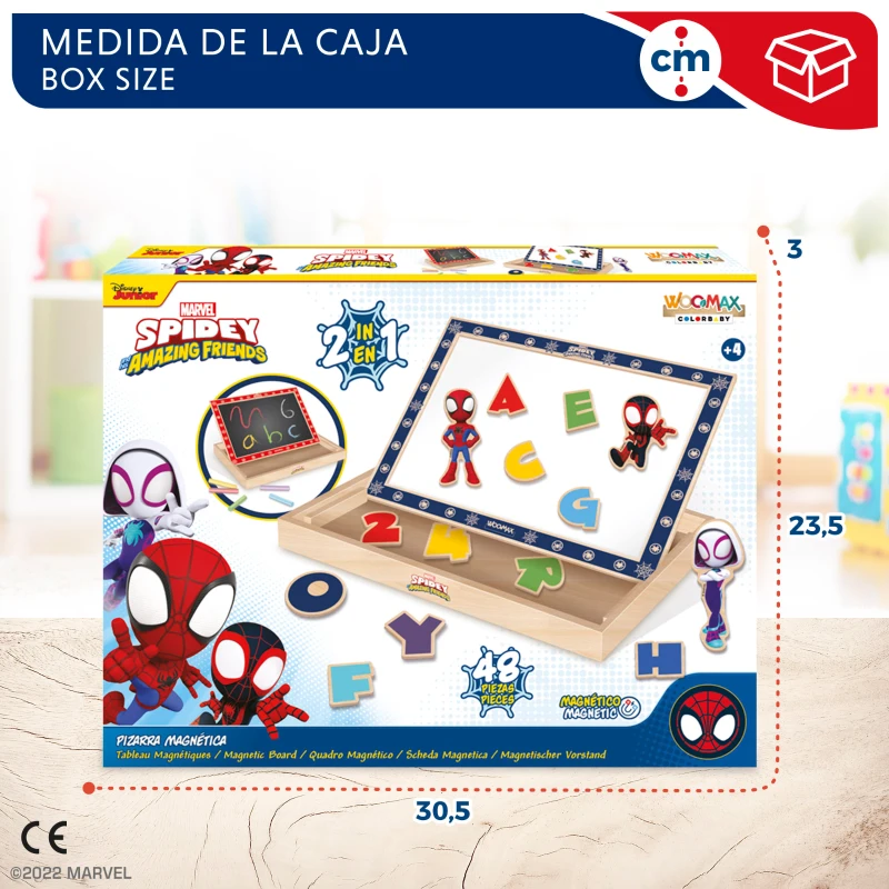 Pizarra Magnética Infantil 2 en 1 de Madera, 30,5x3,5x23 Cm, Rojo