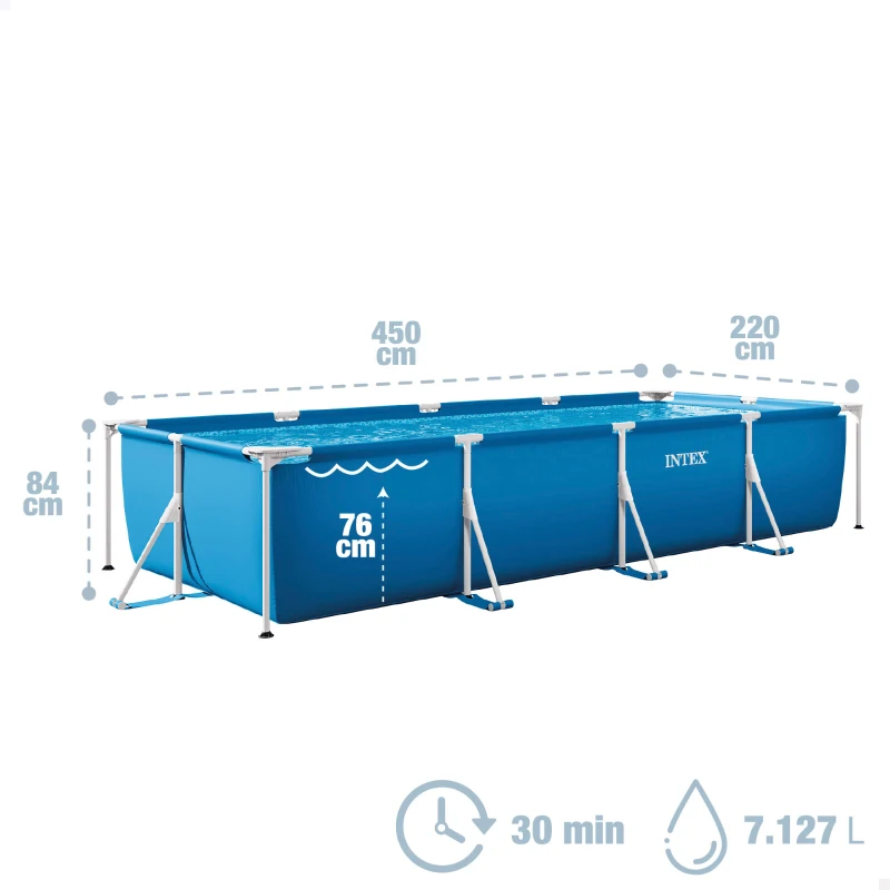 Piscina Desmontable Tubular con Estructura Metálica, 450x220x84 Cm, Azul