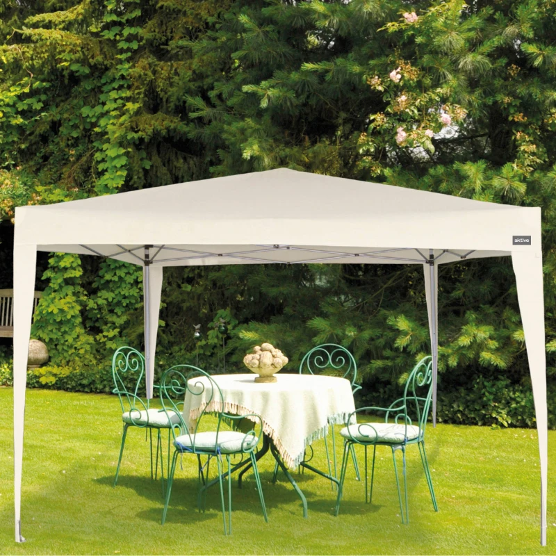 Cenador Plegable Estructura Acero Montaje Rápido, 300x300x240/250 Cm, Crema