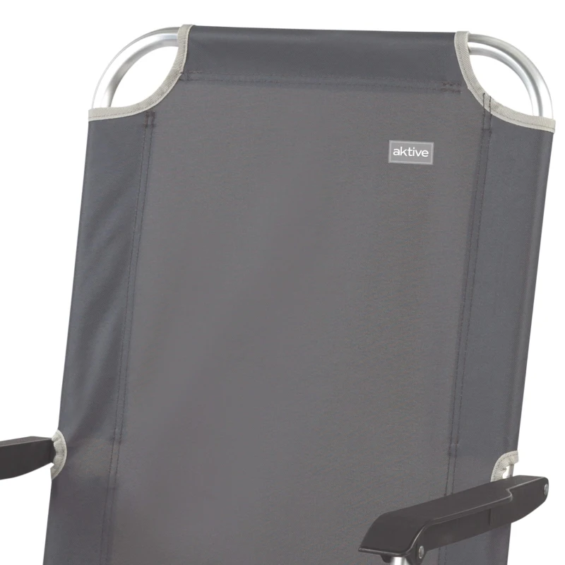 Silla Plegable Alta de Aluminio con Respaldo Fijo, 45x50x90 Cm, Gris Antracita