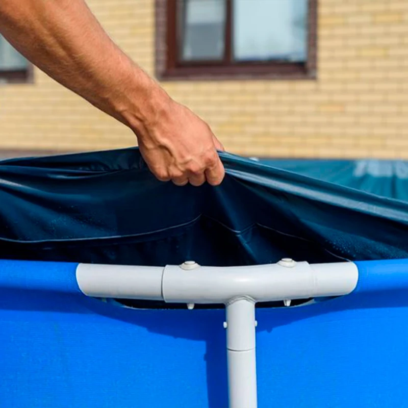 Cobertor Piscina Rectangular Vinilo Resistente con Drenaje, 270x163x20 Cm, Azul