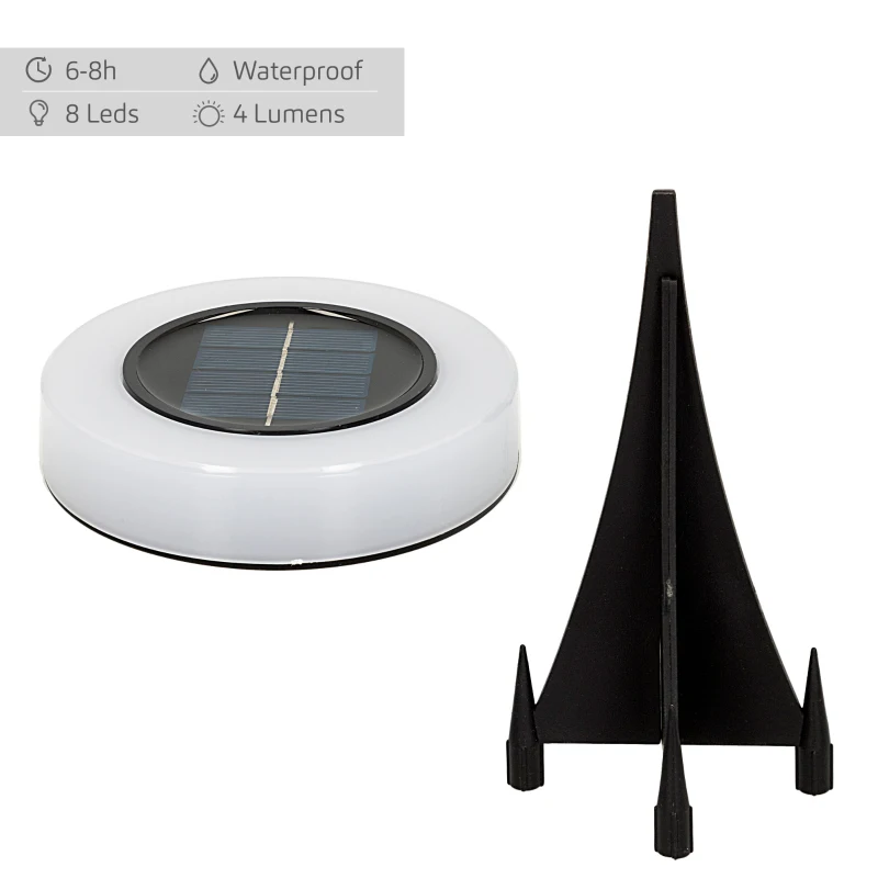 Pack 4 Focos Solares LED Baliza Removible, 10,5x10,5x11 Cm, Negro y Blanco