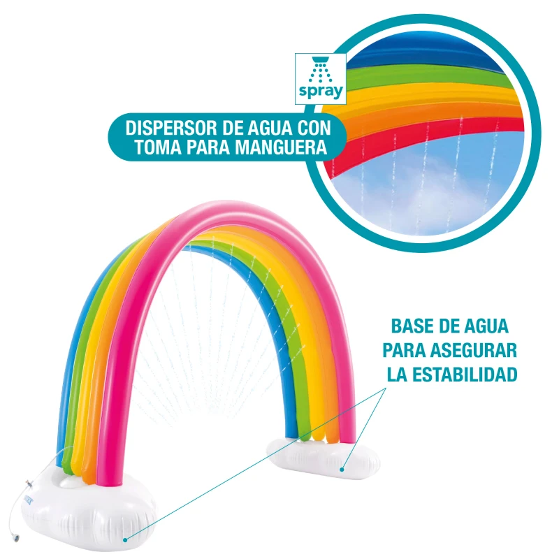 Arcoíris Hinchable con Aspersor de Agua, 300x109x180 Cm, Multicolor