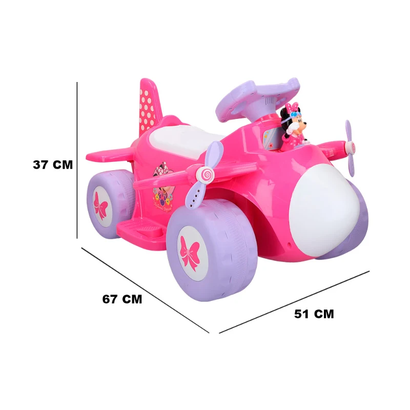 Correpasillos Avión Minnie Interactivo Batería 6V, 69x44,5x41,5 Cm, Rosa