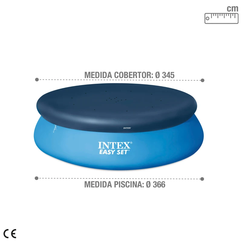 Cobertor Redondo Intex Vinilo Resistente 345 Cm, Azul