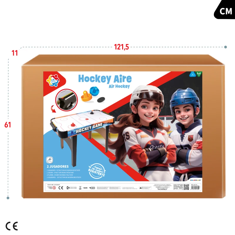 Mesa Air Hockey CB Games con Estructura de Madera, 122x61x75 Cm, Multicolor