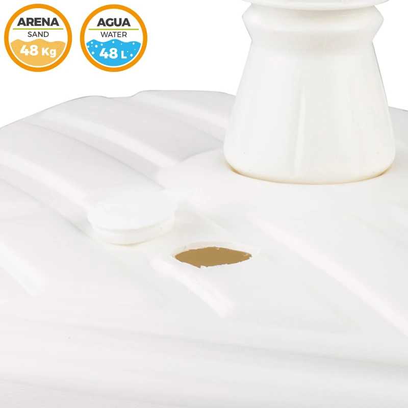 Base para Sombrilla Cuadrada con Rosca Ajustable para Mástil 33-48 Mm, 56x56x40 Cm, Blanco