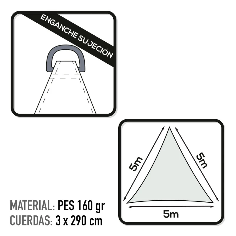 Toldo Vela Triangular Aktive Resistente 160 G/m², 500x500x500 Cm, Blanco