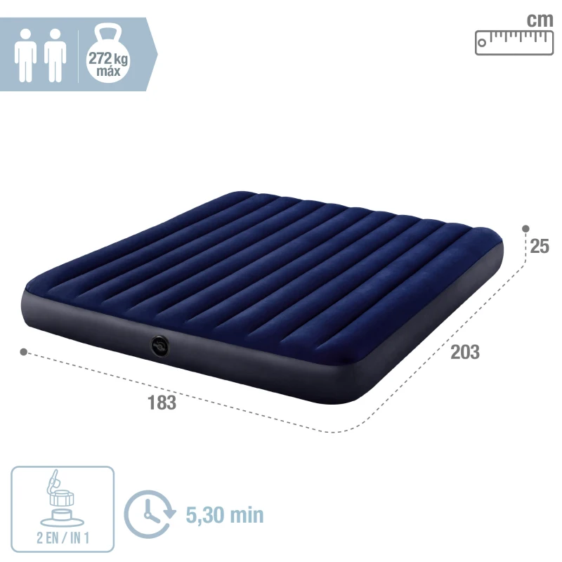 Colchón Hinchable Intex King Size Dura-Beam Fiber-Tech, 183x203x25 Cm, Beige