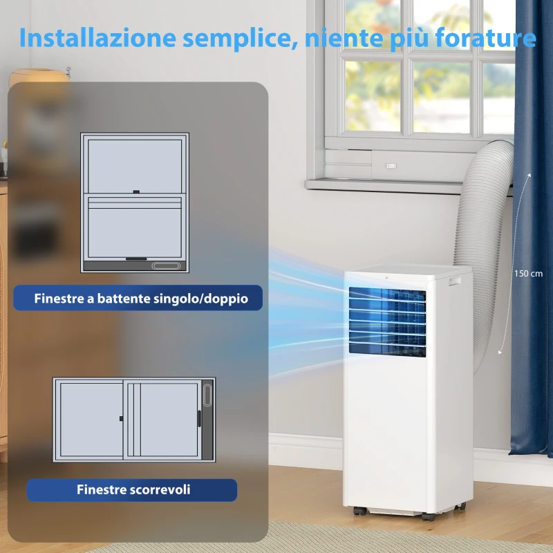 HOMCOM 5000 BTU Portable AC, 4-in-1 Unit: Cooling, Dehumidifying, Fan, Sleep Mode