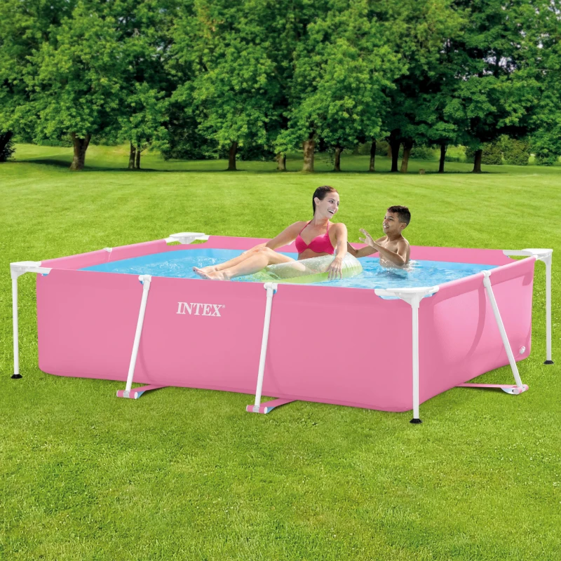 Piscina Desmontable Rectangular INTEX Estructura Metálica 220x150x60 Cm, Rosa