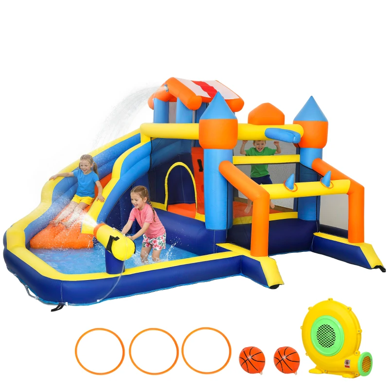AIYAPLAY Bouncy Castle for Kids, Inflatable Bounce House with Slide, Pool (Ball Pit), Climbing Wall and Blower for Outdoor