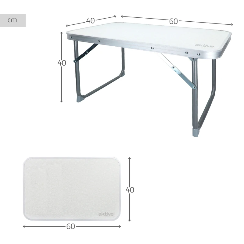 Mesa Plegable Baja Aktive Camping, 60x40x40 Cm, Blanco