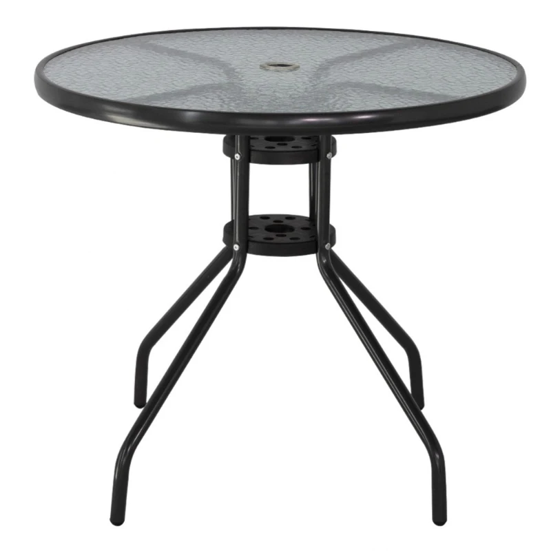 Conjunto de Jardín Aktive Garden Mesa 80x70,5 Cm 4 Sillas Plegables Sombrilla 170 Cm, Negro