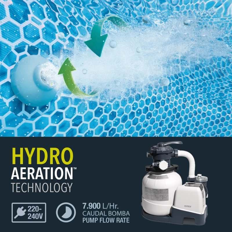Depuradora de Arena INTEX Krystal Clear, 7.900 L/h, 0,30 HP, 61x41x57 Cm, Gris