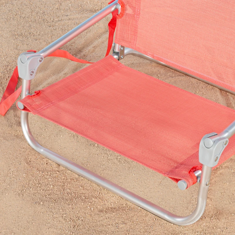Silla Plegable de Playa de Aluminio y Textileno, 54x8x52 Cm, Coral