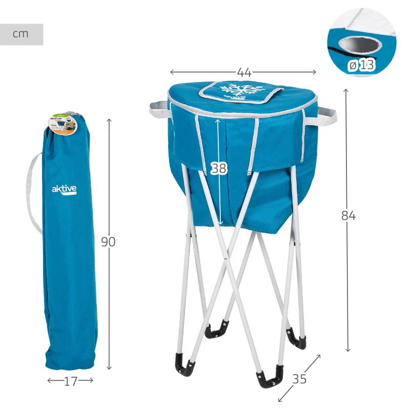 Nevera Portátil Plegable Aktive con Soporte Elevable, 44x35x84 Cm, Azul