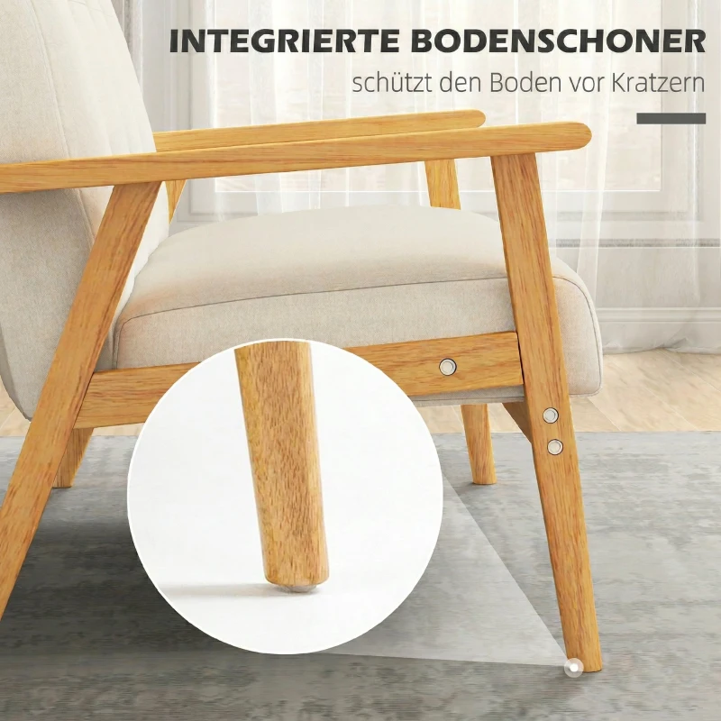 HOMCOM Canapé 2 places 115 cm canapé scandinave avec dossier capitonné, assise rembourrée et accoudoirs, beige