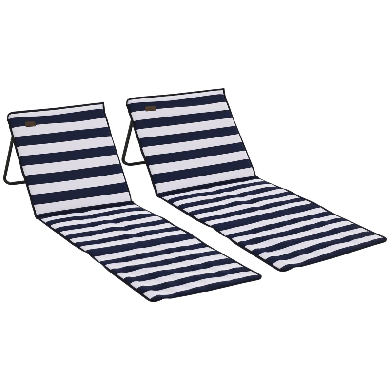 Outsunny Set 2 Sdraio da Spiaggia Pieghevoli e Regolabili con Tasca, in Acciaio e Poliestere, 142x51x40 cm, Multicolore