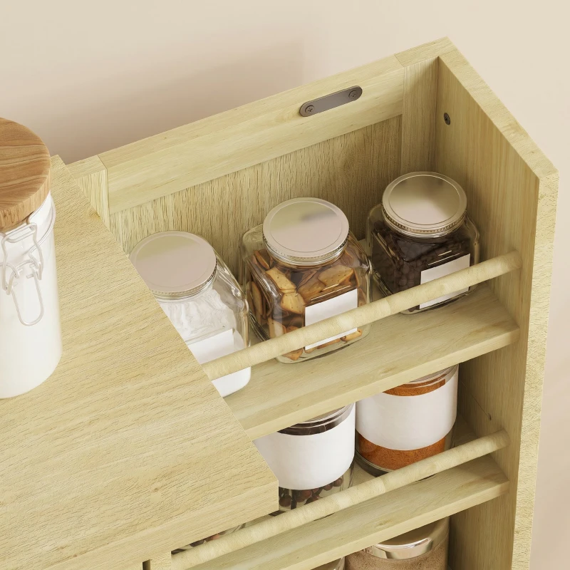 HOMCOM Dispensa 104 cm, 12 rastrelliere spezie, ripiani regolabili, legno naturale.