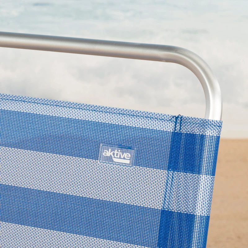 Silla Plegable de Playa Aktive, Ultraligera con Asa de Hombro, 54x8x52 Cm, Azul y Blanco