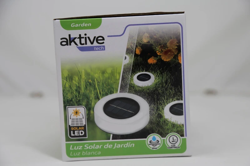 Pack 4 Focos Solares LED Baliza Removible, 10,5x10,5x11 Cm, Negro y Blanco