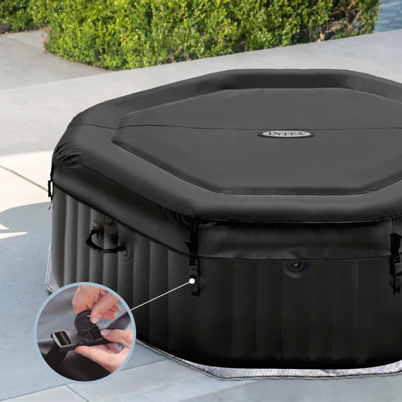 Spa Hinchable PureSpa Jet y Burbujas Deluxe 4 Personas, 201x201x71 Cm, Negro