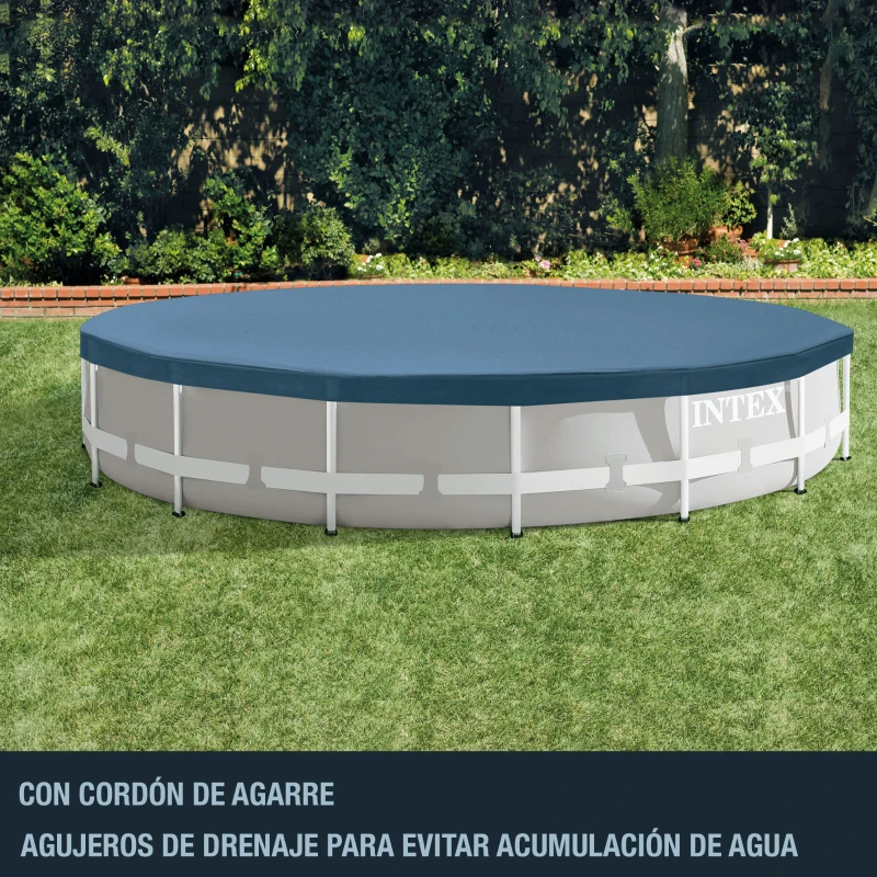 Cobertor Piscina Circular Intex para Metal y Prisma Frame, 457x457x25 Cm, Azul Marino
