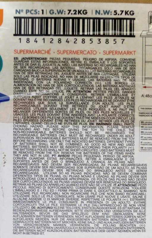 Supermercado de Juguete de Madera con Caja Registradora y 27 Accesorios, 48x30x70 Cm, Azul y Blanco