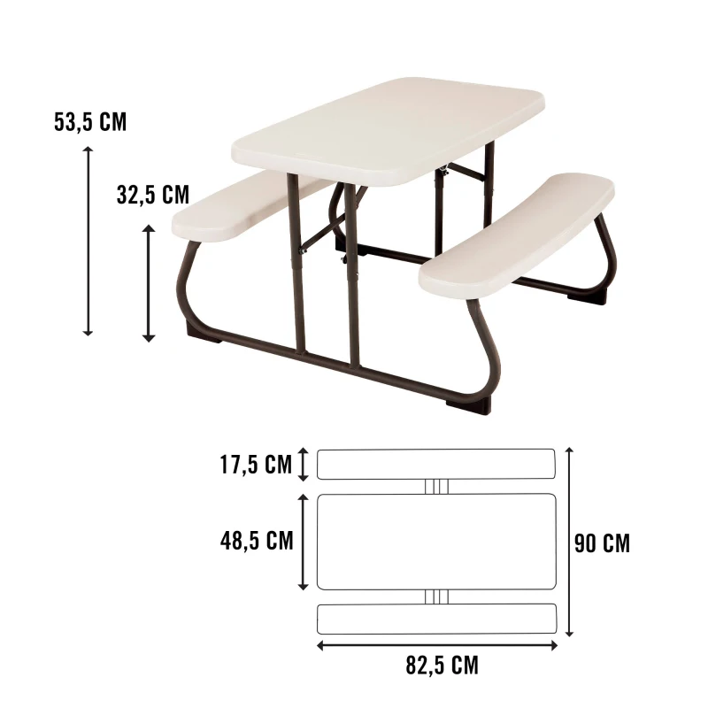 Mesa Plegable Picnic Infantil con Bancos Integrados, 82,5x90x53,5 Cm, Multicolor