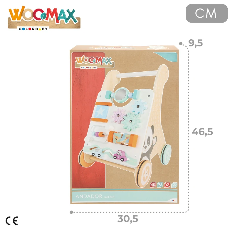 Andador de Madera WOOMAX con Actividades Interactivas, 30,5x9,5x46,5 Cm, Natural