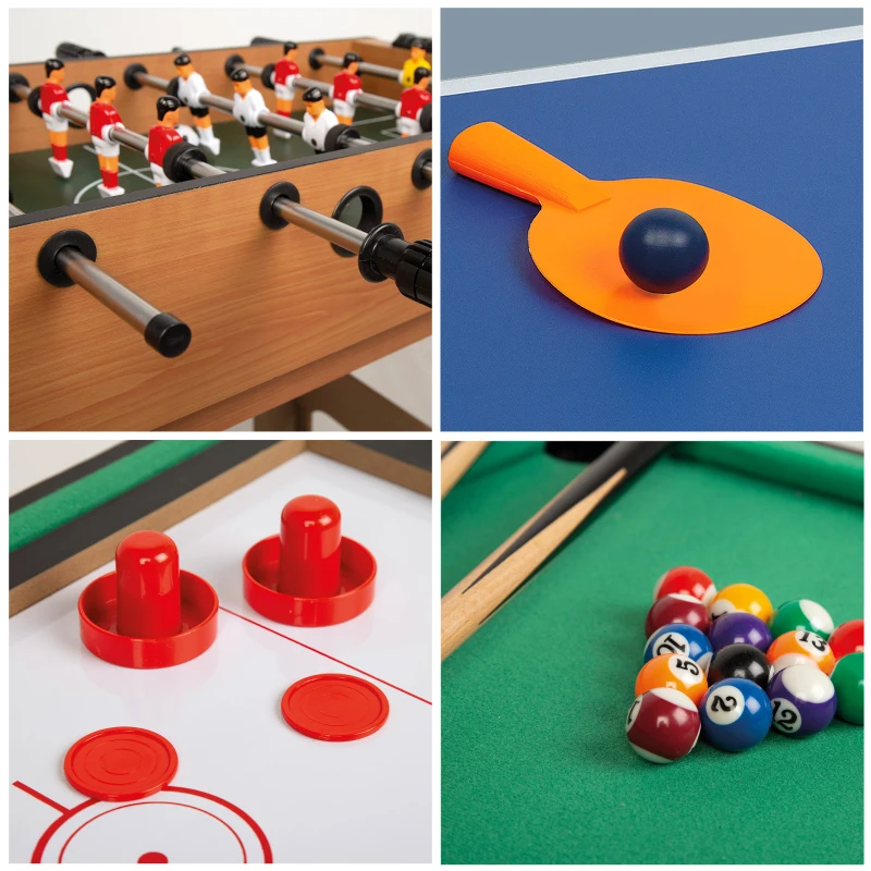 Mesa Multijuegos Sobremesa 4 en 1 Madera, 89x42,5x28,5 Cm, Marrón