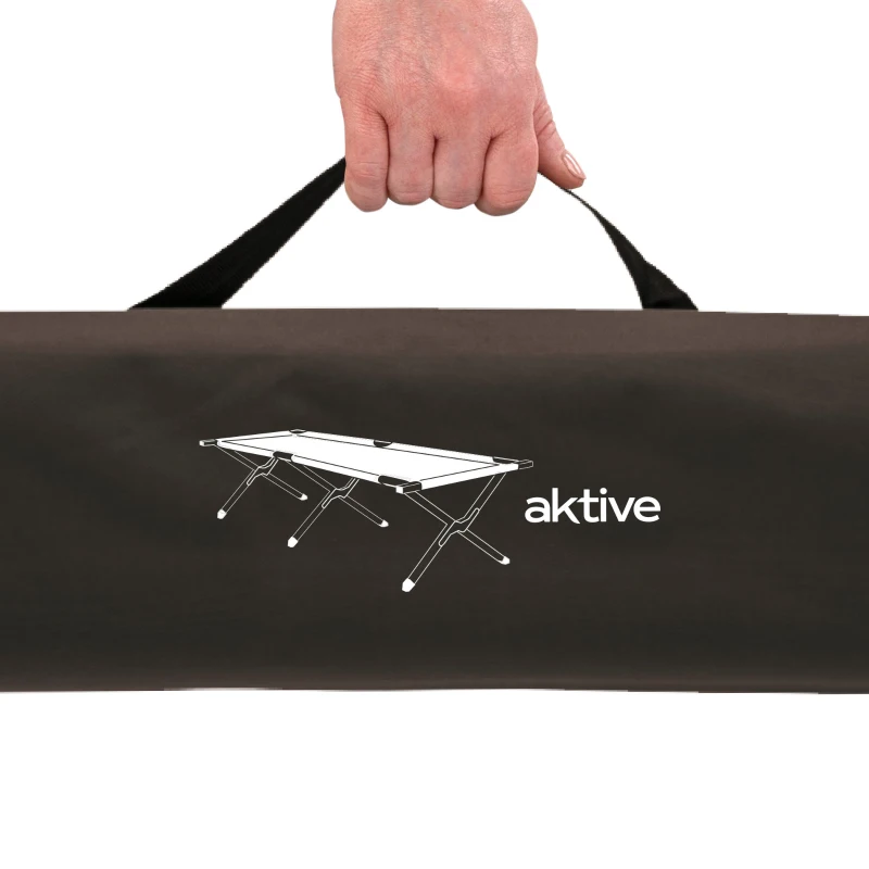 Cama Plegable Camping Aktive con Estructura de Aluminio, 190x64x42 Cm, Negro