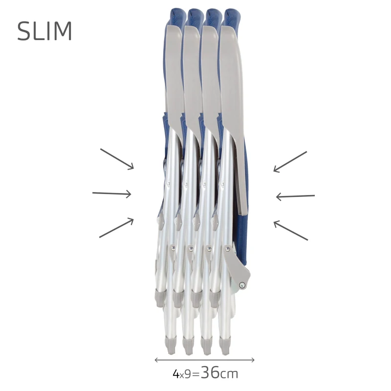 Silla de Playa Plegado Slim 6 Posiciones, 47x60x94 Cm, Azul Marino