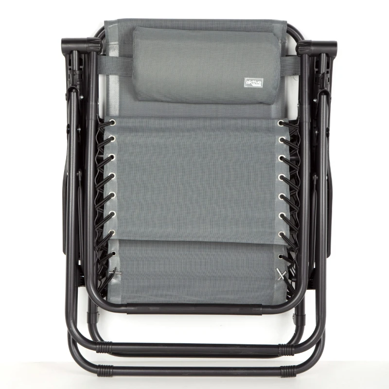 Silla Plegable Jardín Gravedad Cero 2 Posiciones, 86,5x13,5x67,0 Cm, Gris