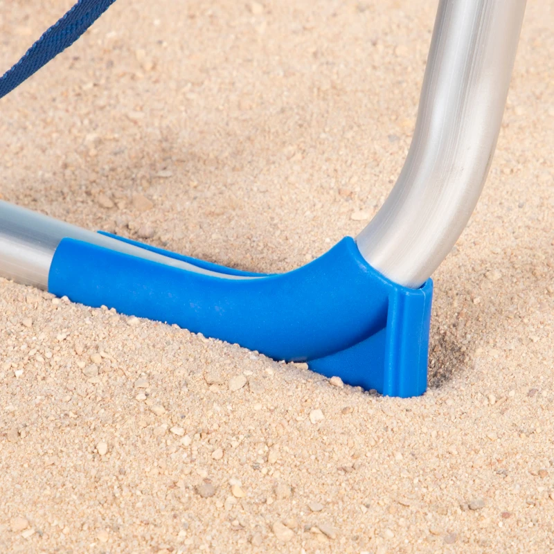 Silla de Playa Plegable Reclinable 5 Posiciones con Cojín y Asa, 77x12x62 Cm, Azul