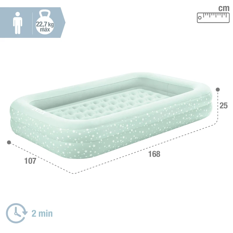 Colchón Hinchable Infantil con Estructura Extraíble, 107x168x25 Cm, Azul