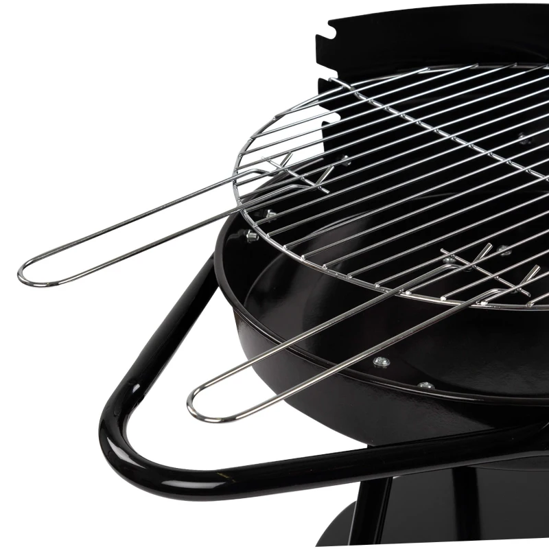 Barbacoa de Carbón Portátil Aktive, Parrilla Regulable 3 Alturas, 42x77 Cm, Negro