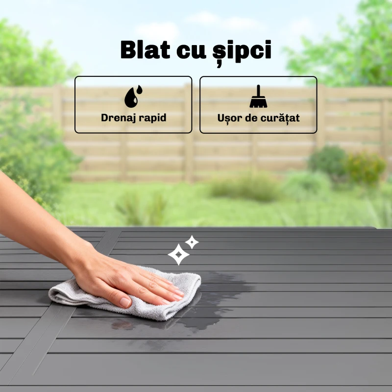 Outsunny masă extensibilă pentru exterior masă de grădină masă de prânz