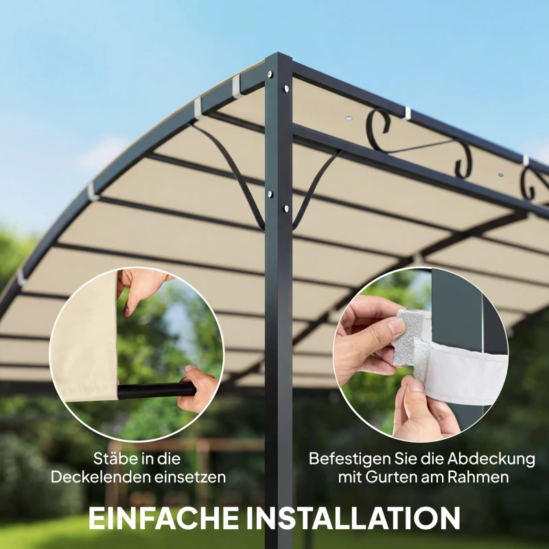Outsunny Ersatzdach für Pergola Sonnensegel für Terrassenüberdachung Ersatz-Dachplane für 3 x 3 m Pavillon 298x293 cm Cremeweiß