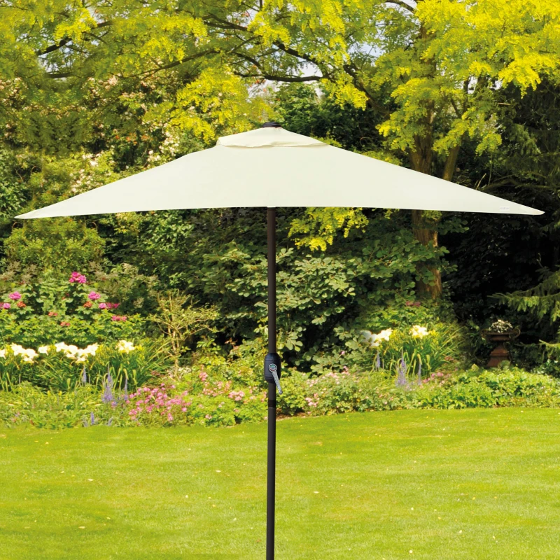 Parasol Balcón Rectangular con Mástil de Aluminio y Manivela, 200x120x240 Cm, Crema