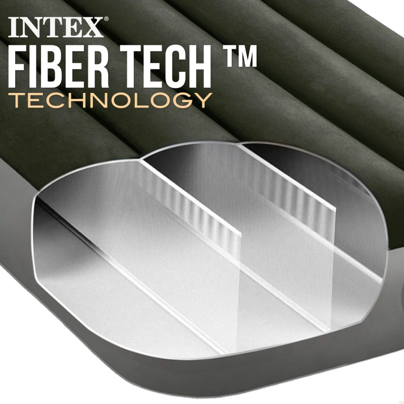 Colchón Hinchable Individual INTEX Dura-Beam Fiber-Tech Downy, 191x76x25 Cm, Azul