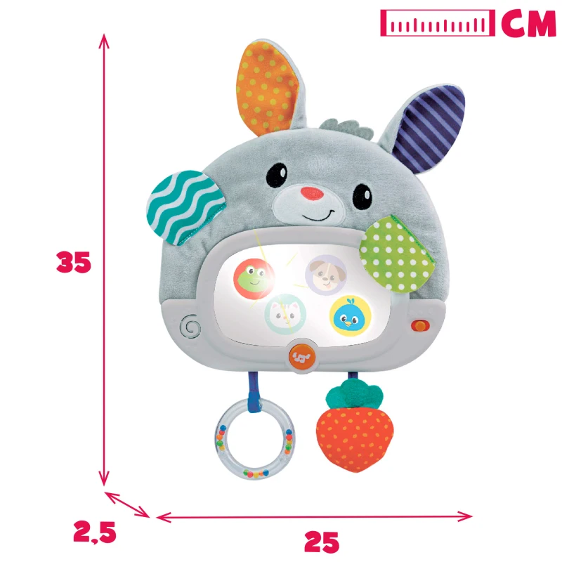 Espejo Interactivo para Cuna con Luz y Sonido, 25x2,5x35 Cm, Multicolor